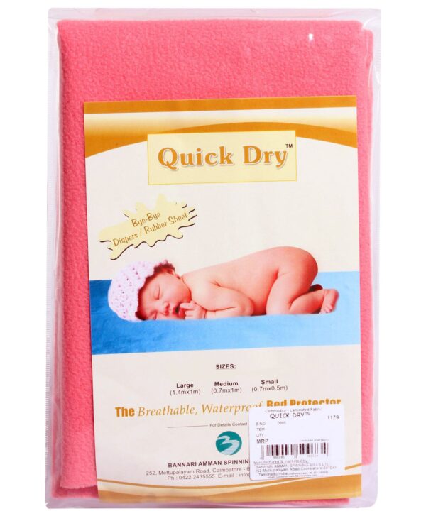 Quick Dry Plain Waterproof Bed Protector Sheet (Double Bed) - Rose-12370