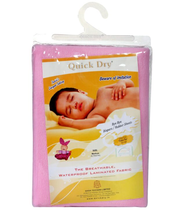 Quick Dry Plain Waterproof Bed Protector Sheet (M) - Pink-12390