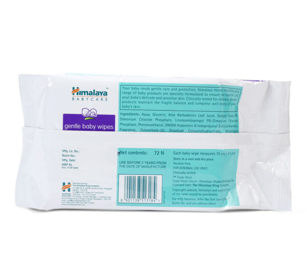 Himalaya - Gentle Baby Wipes 72 Pieces (Pack of 2)-11822