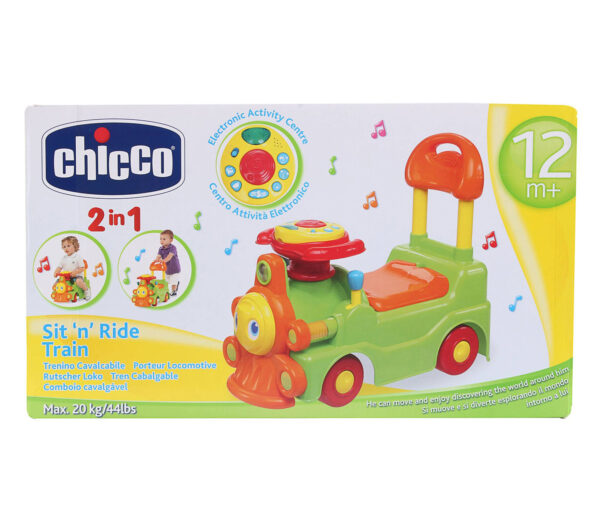 Chicco - Green and Orange New Loco Train Sit N Ride-11789