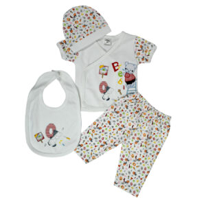 Baby Starters 4 Pieces New Born Cloth Set - White-12229