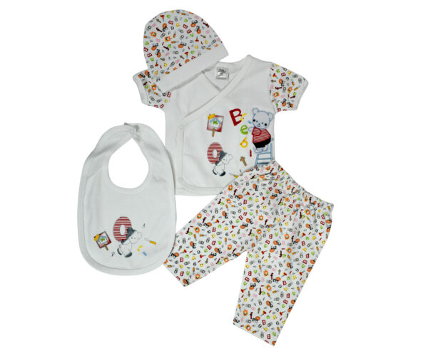 Baby Starters 4 Pieces New Born Cloth Set - White-12229