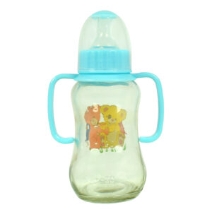 Little Fish Glass Feeding Bottle With Handle 150ml - Blue-12696