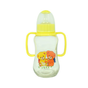 Little Fish Glass Feeding Bottle With Handle 150ml - Yellow-0