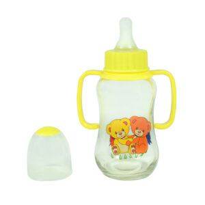 Little Fish Glass Feeding Bottle With Handle 150ml - Yellow-12707