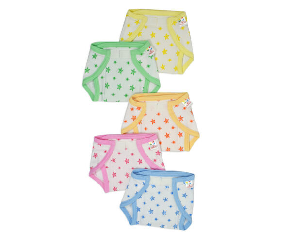 Tinycare Multicolor Printed Velcro Nappy - Pack of 5-0
