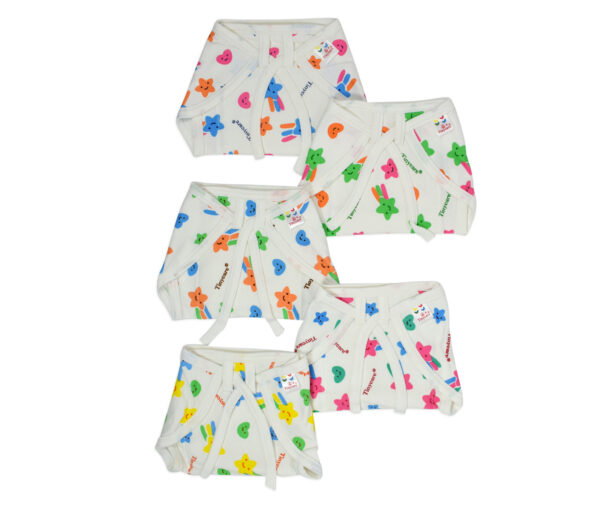 Tiny Care Knotted Cotton Nappy Set Of 5 (New Born) - White-0