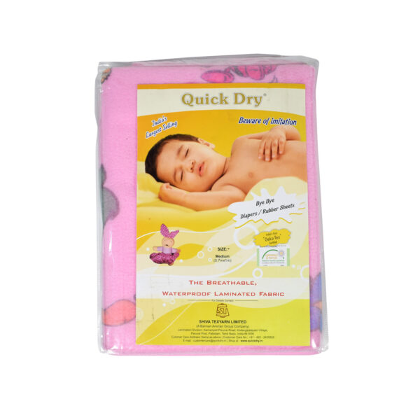 Quick Dry Printed Waterproof Bed Protector Sheet - Pink - Medium-12300