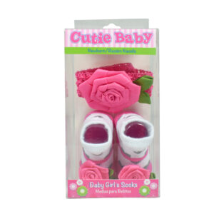 Baby Girls Socks with Hair Band - Pink-13015