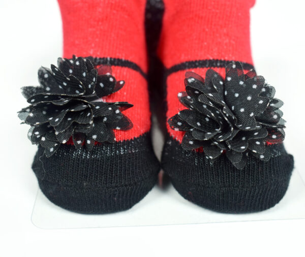 Baby Girls Socks with Hair Band - Red/Black-12905