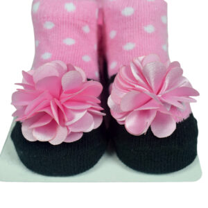 Baby Girls Socks with Hair Band - Pink/Black-12913