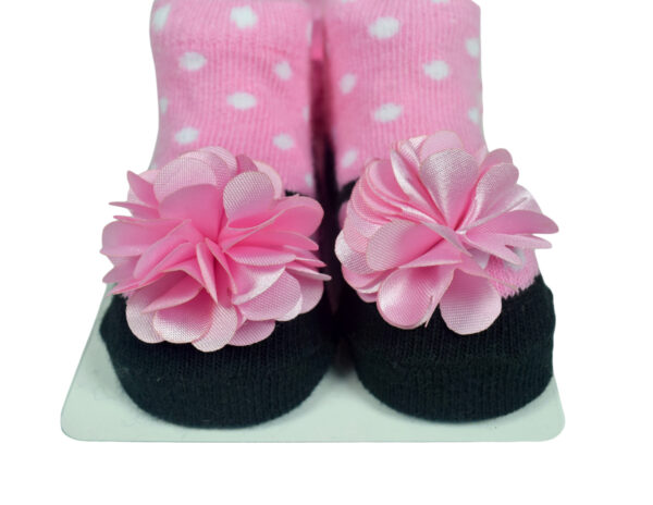 Baby Girls Socks with Hair Band - Pink/Black-12913