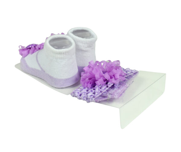 Baby Girls Socks with Hair Band - Purple/White-12928