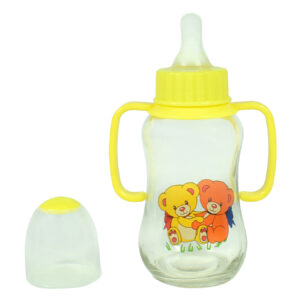 Little Fish Glass Feeding Bottle With Handle 250ml - Yellow-12874