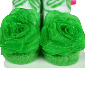 Baby Girls Socks with Hair Band - Green/White-12935