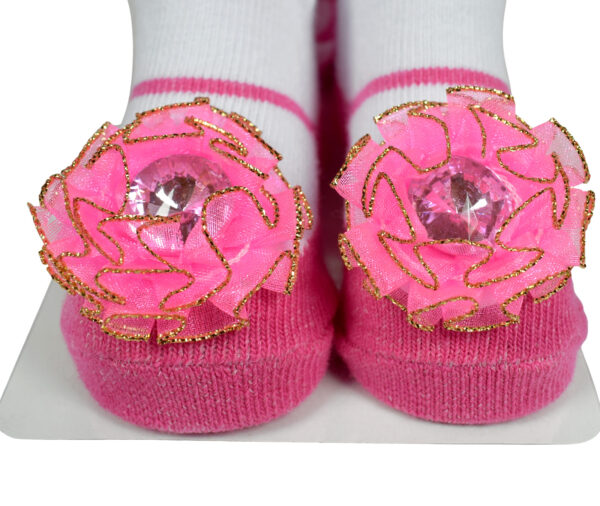 Baby Girls Socks with Hair Band - Pink/White-12952