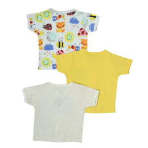 Baby Starters Half Sleeves T-shirt Pack of 3 - Yellow/White-13212