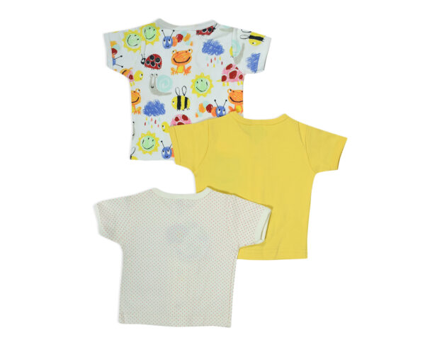 Baby Starters Half Sleeves T-shirt Pack of 3 - Yellow/White-13212