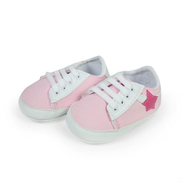 Baby Girl Lace-up Soft Shoes - White/Pink-0