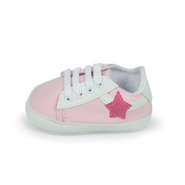 Baby Girl Lace-up Soft Shoes - White/Pink-12856