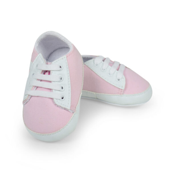 Baby Girl Lace-up Soft Shoes - White/Pink-12855