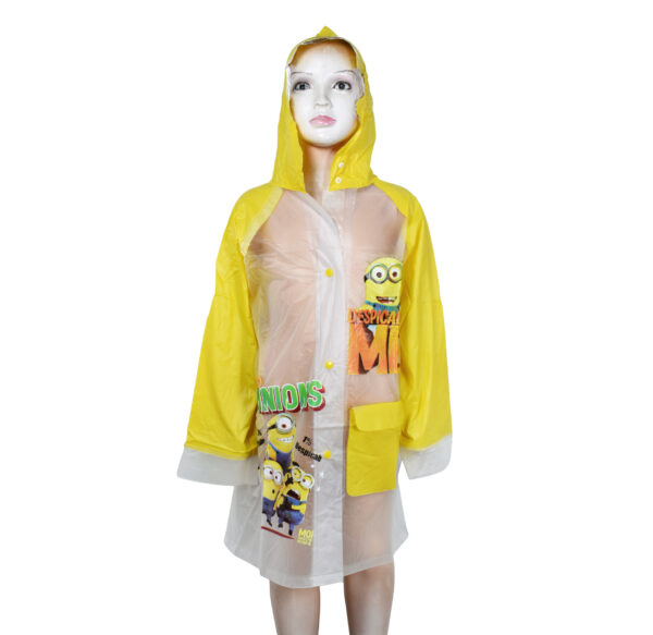 Minions Print Rain Coat (Transparent)- Yellow-0