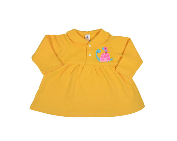 Zero Full Sleeve Cotton Frock - Yellow-0