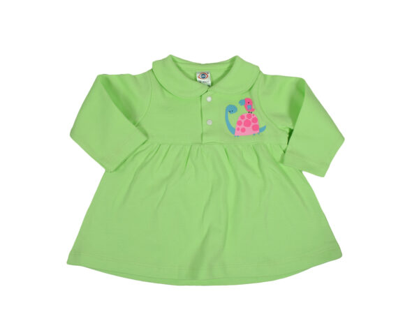 Zero Full Sleeve Cotton Frock - Green-0