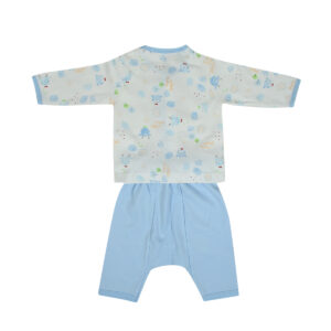 Zero Front Open Vest With Diaper Legging Set - Sky Blue-14005