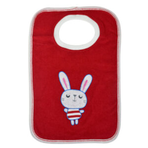 Rabbit Print Cotton Bib - Mehroon-0