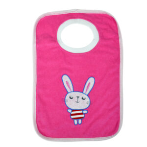 Rabbit Print Cotton Bib - Pink-0