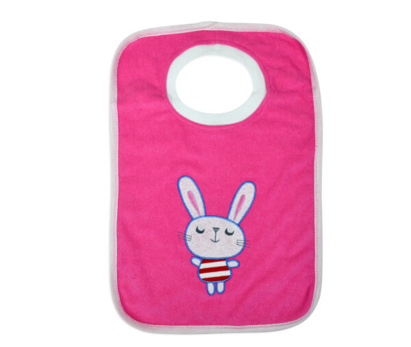 Rabbit Print Cotton Bib - Pink-0