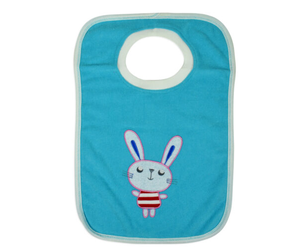 Rabbit Print Cotton Bib - Sky Blue-0