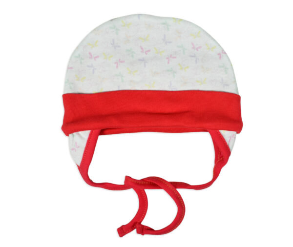 Ear Cover Tie Knot Cap - Grey/Red-0