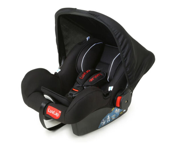 LuvLap Infant Baby Car Seat Cum Carry Cot And Rocker With Canopy (18236) - Black-14417