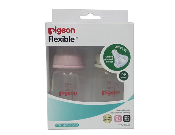 Pigeon Peristaltic Nursing Bottle Twin Pack (120ml) - Pink/White-0