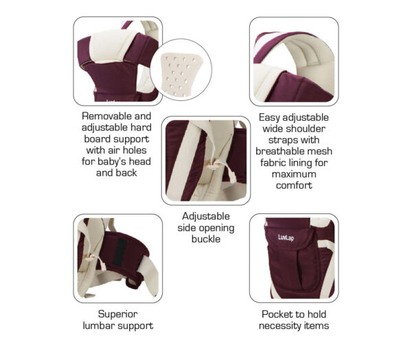 LuvLap Elegant 4 Way Baby Carrier - Purple-14355