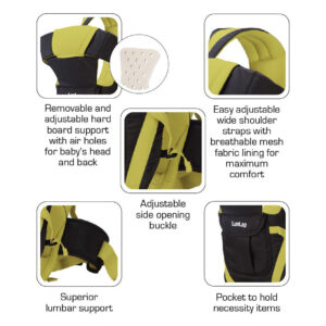 LuvLap Elegant 4 Way Baby Carrier - Black & Green-14316