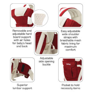 LuvLap Elegant 4 Way Baby Carrier - Red-14311