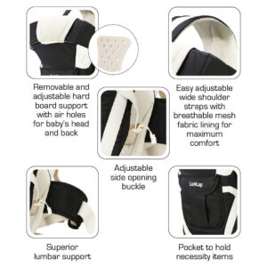 LuvLap Elegant 4 Way Baby Carrier - Black-14337