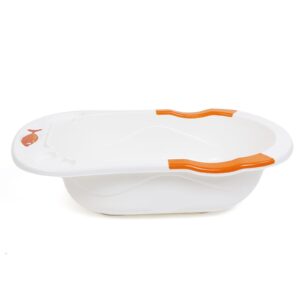 LuvLap Baby Anti Slip Bathtub Cartoon Print- Orange White-14274