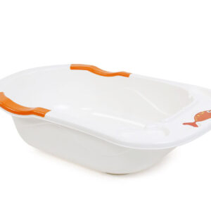 LuvLap Baby Anti Slip Bathtub Cartoon Print- Orange White-14277