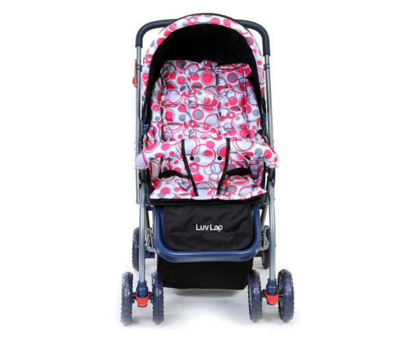 LuvLap StarShine Baby Stroller Cum Pram (18140) - Pink/Black-14806