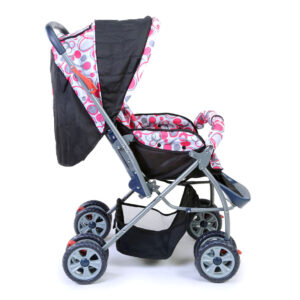 LuvLap StarShine Baby Stroller Cum Pram (18140) - Pink/Black-14809