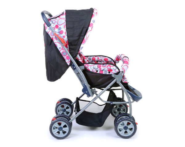 LuvLap StarShine Baby Stroller Cum Pram (18140) - Pink/Black-14809