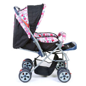 LuvLap StarShine Baby Stroller Cum Pram (18140) - Pink/Black-14808