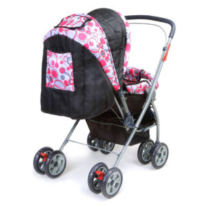 LuvLap StarShine Baby Stroller Cum Pram (18140) - Pink/Black-14812