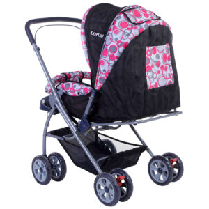 LuvLap StarShine Baby Stroller Cum Pram (18140) - Pink/Black-14813