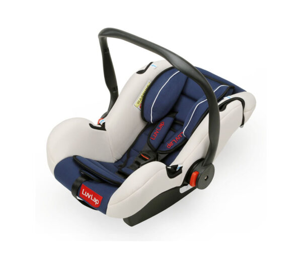 LuvLap Infant Baby Car Seat Cum Carry Cot With Rocker And Canopy - Dark Blue-0