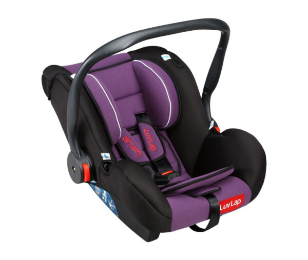 LuvLap Infant Baby Car Seat Cum Carry Cot With Rocker And Canopy (18216) - Purple-0